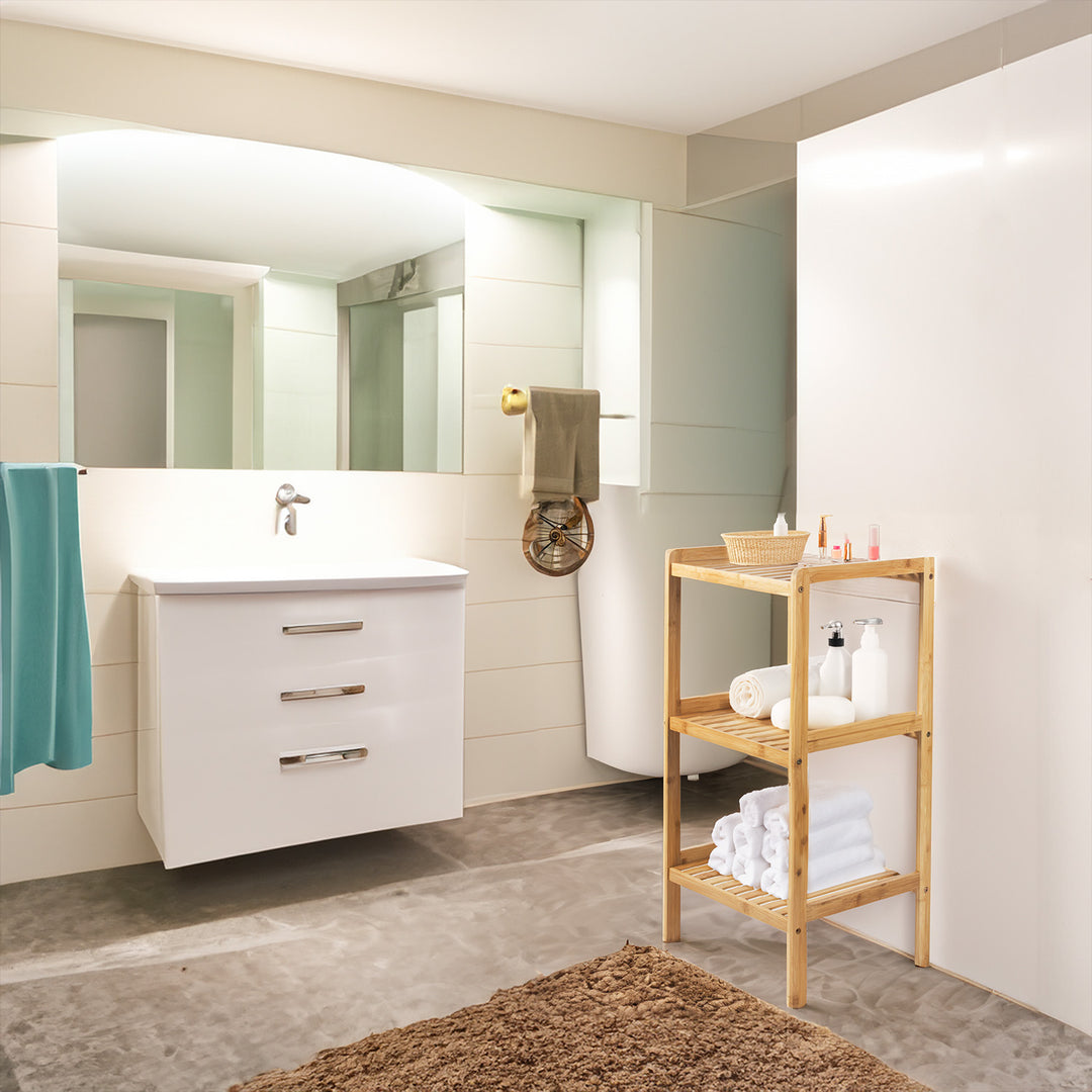 GreenBlue Bambus Badezimmerschrank, 370x330x780mm, 3 Einlegeböden, GB321, 2 Stück