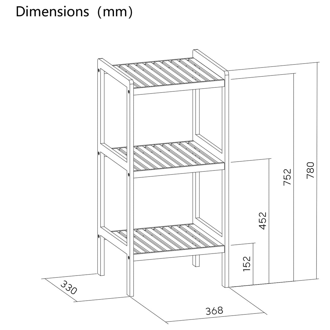 GreenBlue Bambus Badezimmerschrank, 370x330x780mm, 3 Einlegeböden, GB321, 2 Stück