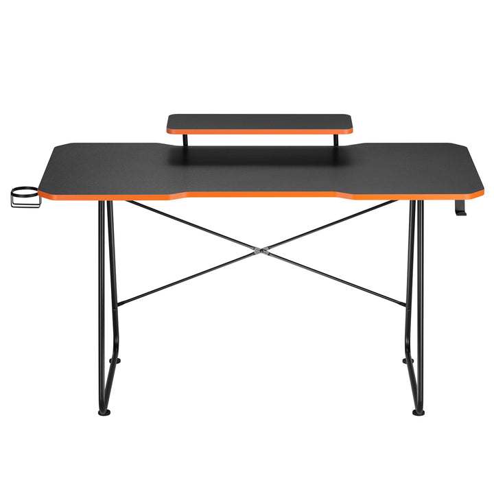 Gaming-Tisch mit Monitorablage NanoRS, 50kg max, Höhe 850mm, schwarz, RS170+Kabelorganisation / Kabelabdeckung Nano RS, 1345mm, schwarz und rot, RS125