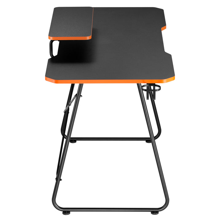 Gaming-Tisch mit Monitorablage NanoRS, 50kg max, Höhe 850mm, schwarz, RS170+Kabelorganisation / Kabelabdeckung Nano RS, 1345mm, schwarz und rot, RS125