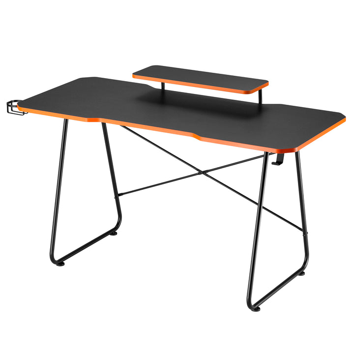 Gaming-Tisch mit Monitorablage NanoRS, 50kg max, Höhe 850mm, schwarz, RS170+Kabelorganisation / Kabelabdeckung Nano RS, 1345mm, schwarz und rot, RS125