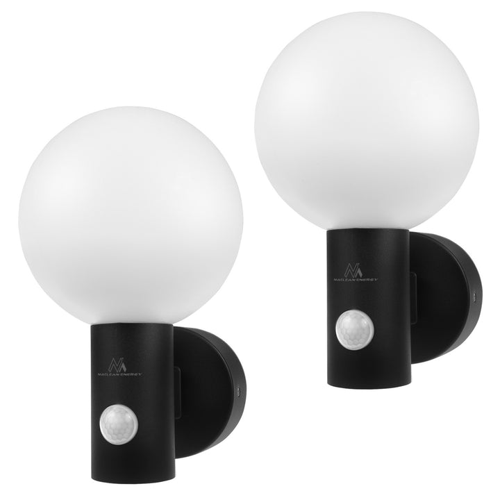 Maclean Bewegungsmelder LED-Lampe, PIR-Bewegungsmelder, schwarz, 15W, IP65, 1600lm, neutralweiß (4000K) MCE515 B, 2 Stück