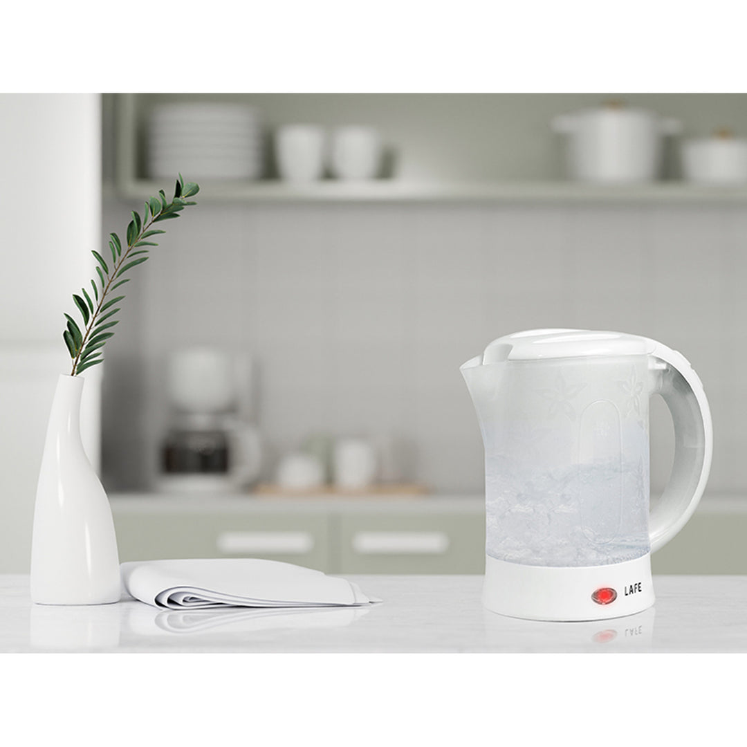 Lafe Wasserkocher, Tourist, 600W, Fassungsvermögen 0,6l, 2 Tassen, 2 Löffel, weiß, Scandi