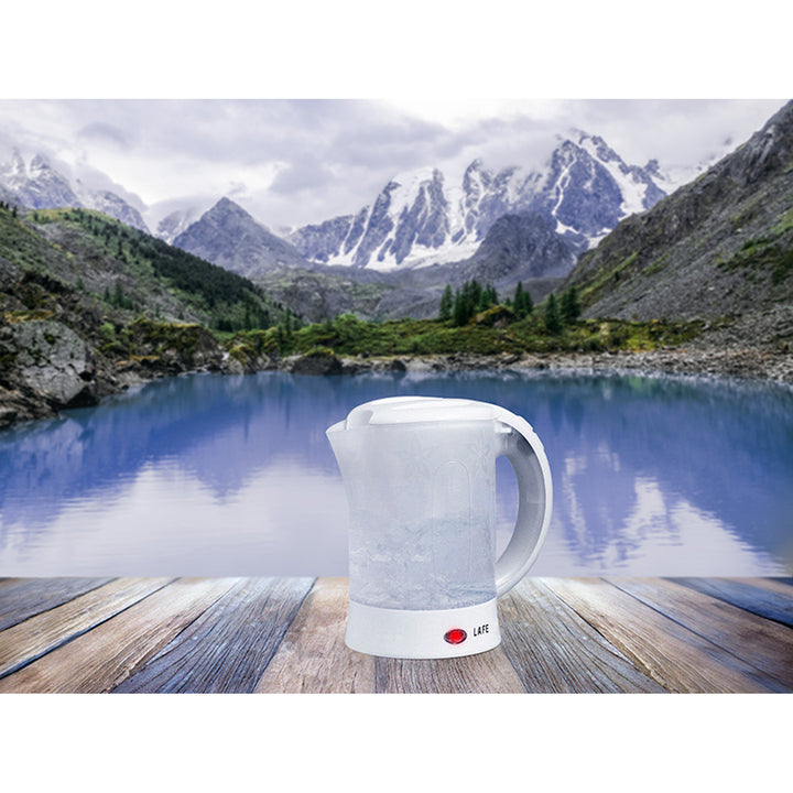 Lafe Wasserkocher, Tourist, 600W, Fassungsvermögen 0,6l, 2 Tassen, 2 Löffel, weiß, Scandi