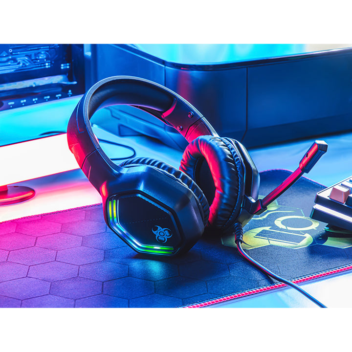 Tracer Gaming-Kopfhörer, RGB-Hintergrundbeleuchtung, klappbares Mikrofon, Gamezone GZ X3