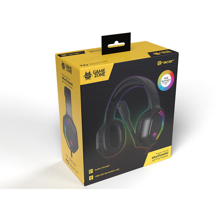 Tracer Gaming-Kopfhörer, RGB-Hintergrundbeleuchtung, klappbares Mikrofon, Gamezone GZ X3