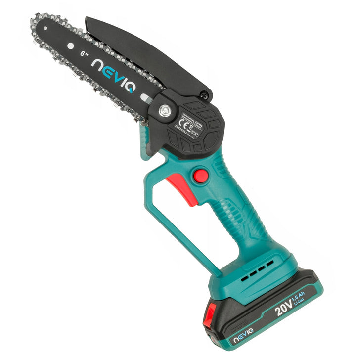 NEVIQ Akku-Kettensäge, 6'' Schiene, 200W, Li-ion 1,5 Ah Akku, L04302