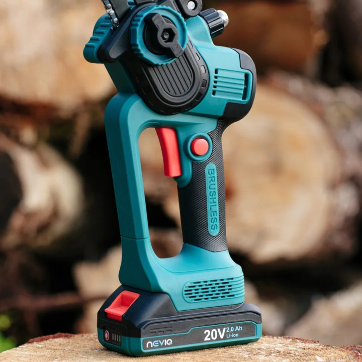 NEVIQ Akku-Kettensäge, 8'' Schiene, 500W, bürstenloser Motor, LX8303
