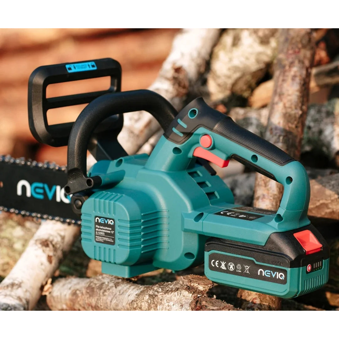 NEVIQ Akku-Kettensäge, 12'' Schiene, 1000W, bürstenloser Motor, L12302