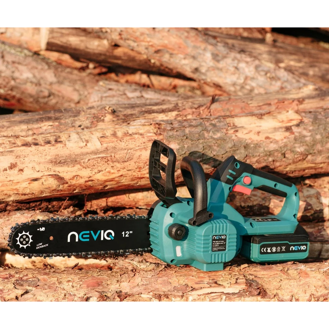 NEVIQ Akku-Kettensäge, 12'' Schiene, 1000W, bürstenloser Motor, L12302