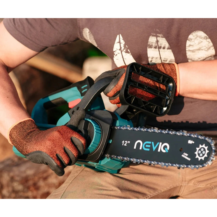 NEVIQ Akku-Kettensäge, 12'' Schiene, 1000W, bürstenloser Motor, L12302