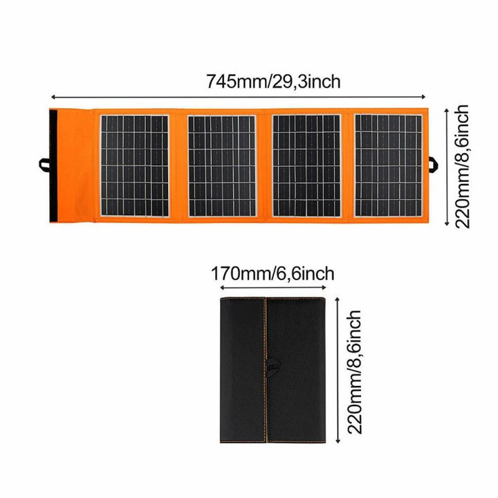Solarmodul, Ladegerät, 20W, 2 USB-Anschlüsse, schwarz und orange, A05