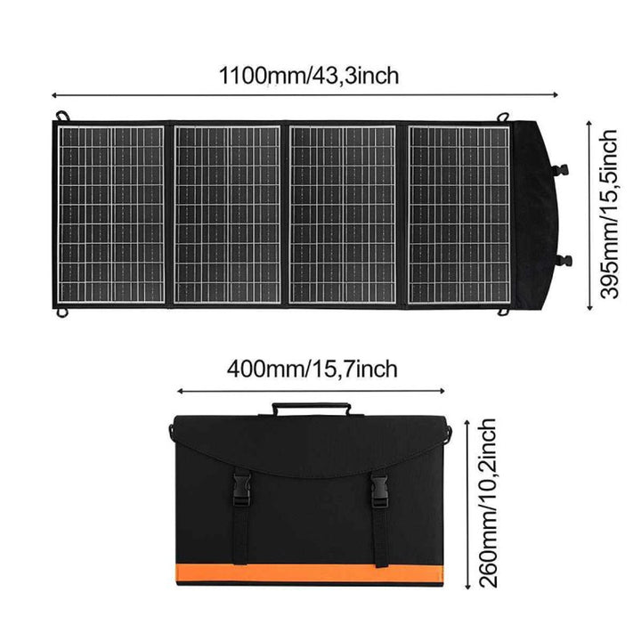 Solarmodul, Ladegerät, 60W, 2 USB-Anschlüsse, schwarz und orange, A06