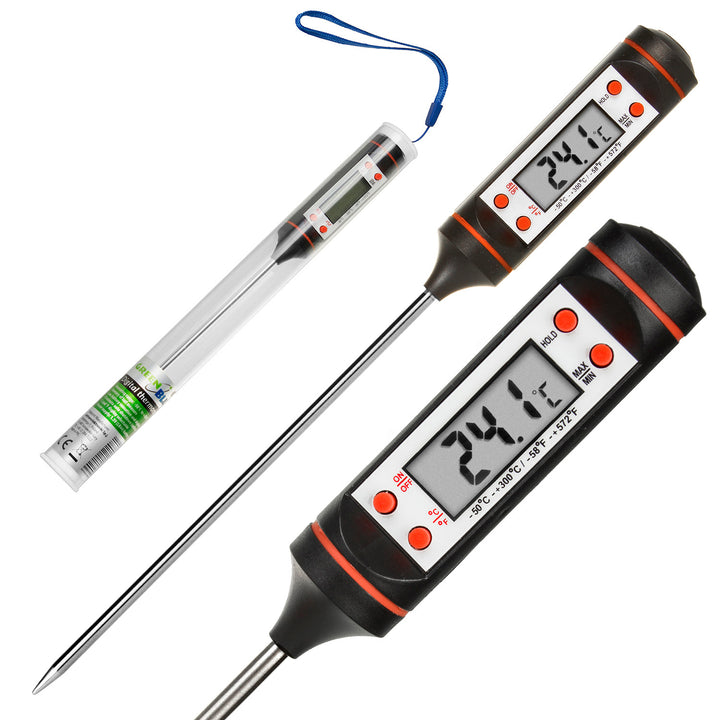 Lebensmittelthermometer/Fühler, Grün-Blau, Fühlerlänge 15 cm, Temperaturbereich -50°C bis +300°C, Genauigkeit 0,1°C, GB178, 3 Stück.