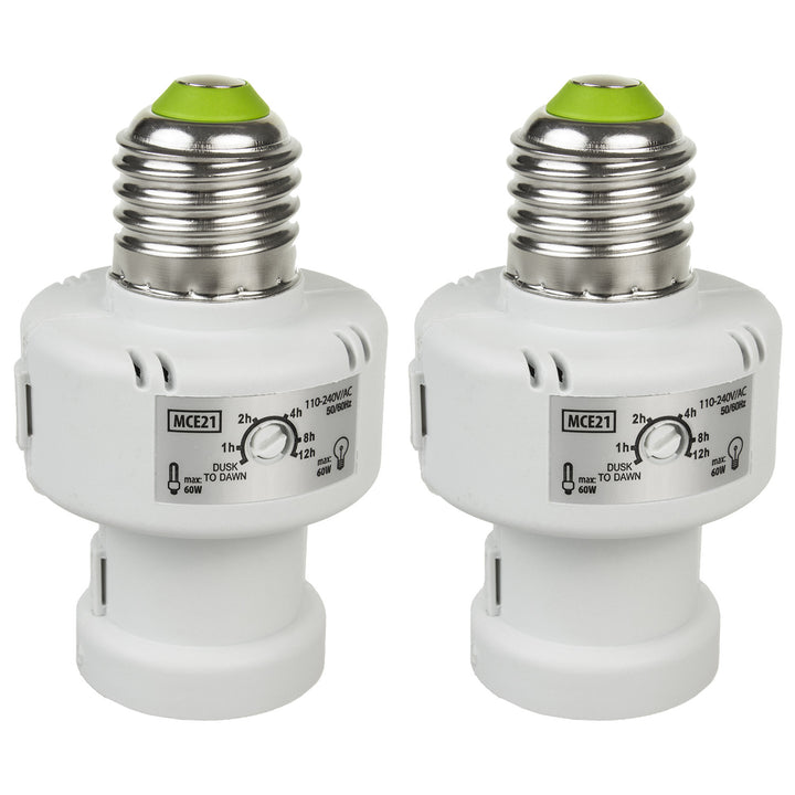 Maclean Glühbirnenfassung, E27, max. 100W, mit Dämmerungssensor, Timer, weiß, MCE21W, 2 Stück