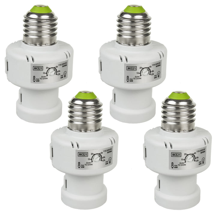 Maclean Glühbirnenfassung, E27, max. 100W, mit Dämmerungssensor, Timer, weiß, MCE21W, 4 Stück