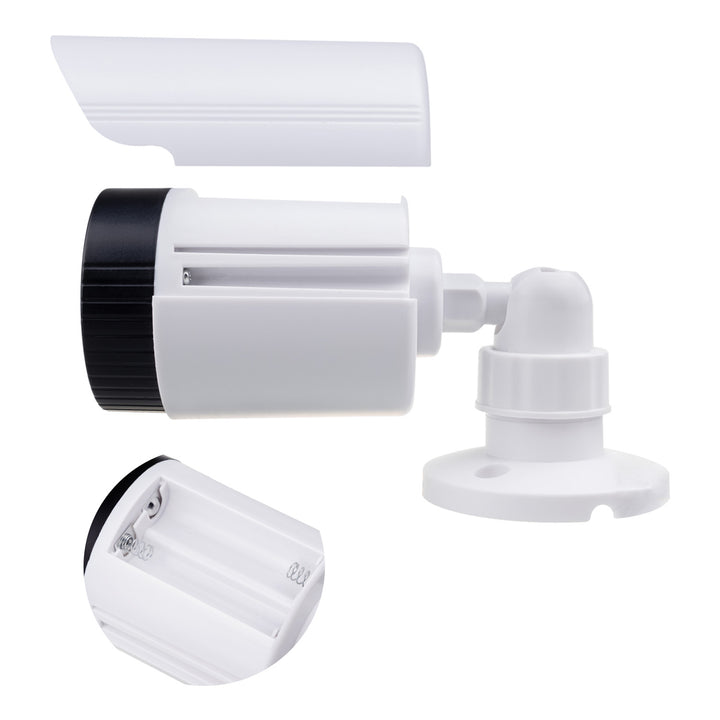 Set mit zwei Attrappen von Röhrenkameras, IR-LEDs, weiß, Stromversorgung 2xAA (nicht im Lieferumfang enthalten), ABS, IR1800 WT