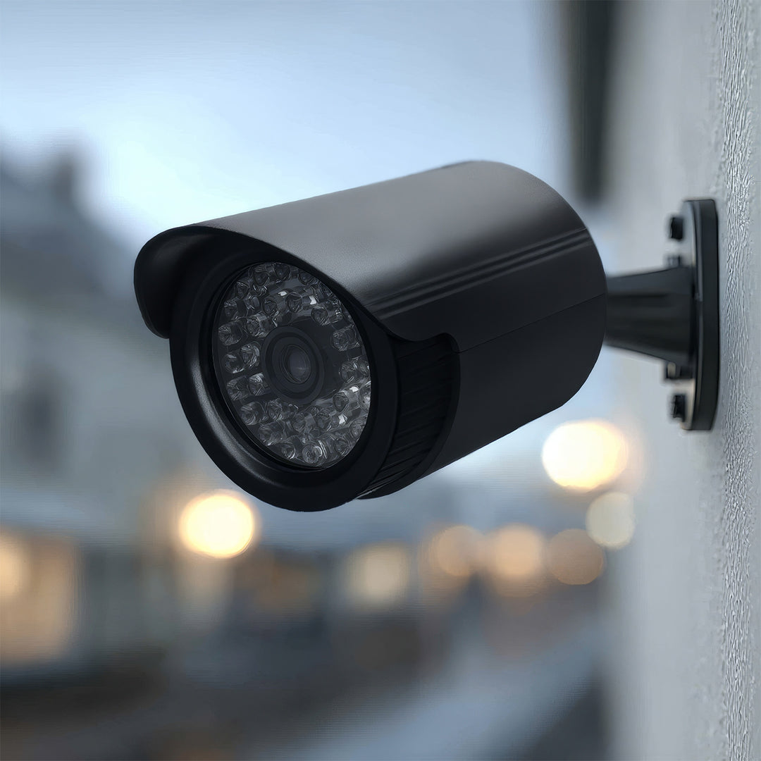 Set mit zwei Attrappen von Röhrenkameras, IR-LEDs, schwarz, Stromversorgung 2xAA (nicht im Lieferumfang enthalten), ABS, IR1800 BT