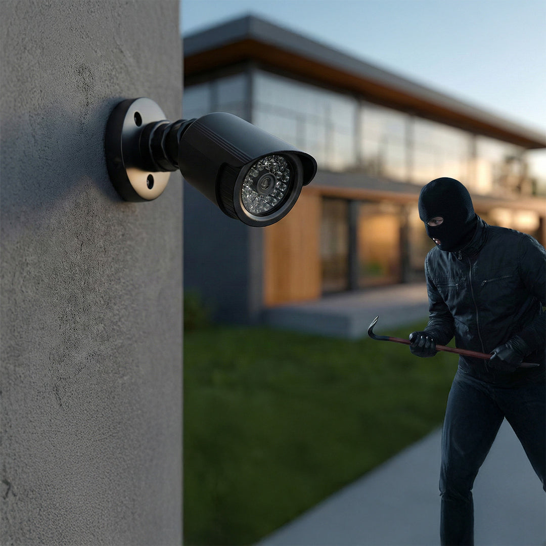 Set mit zwei Attrappen von Röhrenkameras, IR-LEDs, schwarz, Stromversorgung 2xAA (nicht im Lieferumfang enthalten), ABS, IR1800 BT