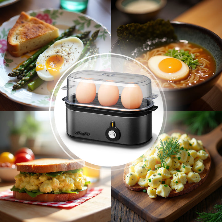 Mesko Eierkocher für 3 Eier, Leistung 210W, wählbare Kochstufe, Kontrollleuchte, MS 4485