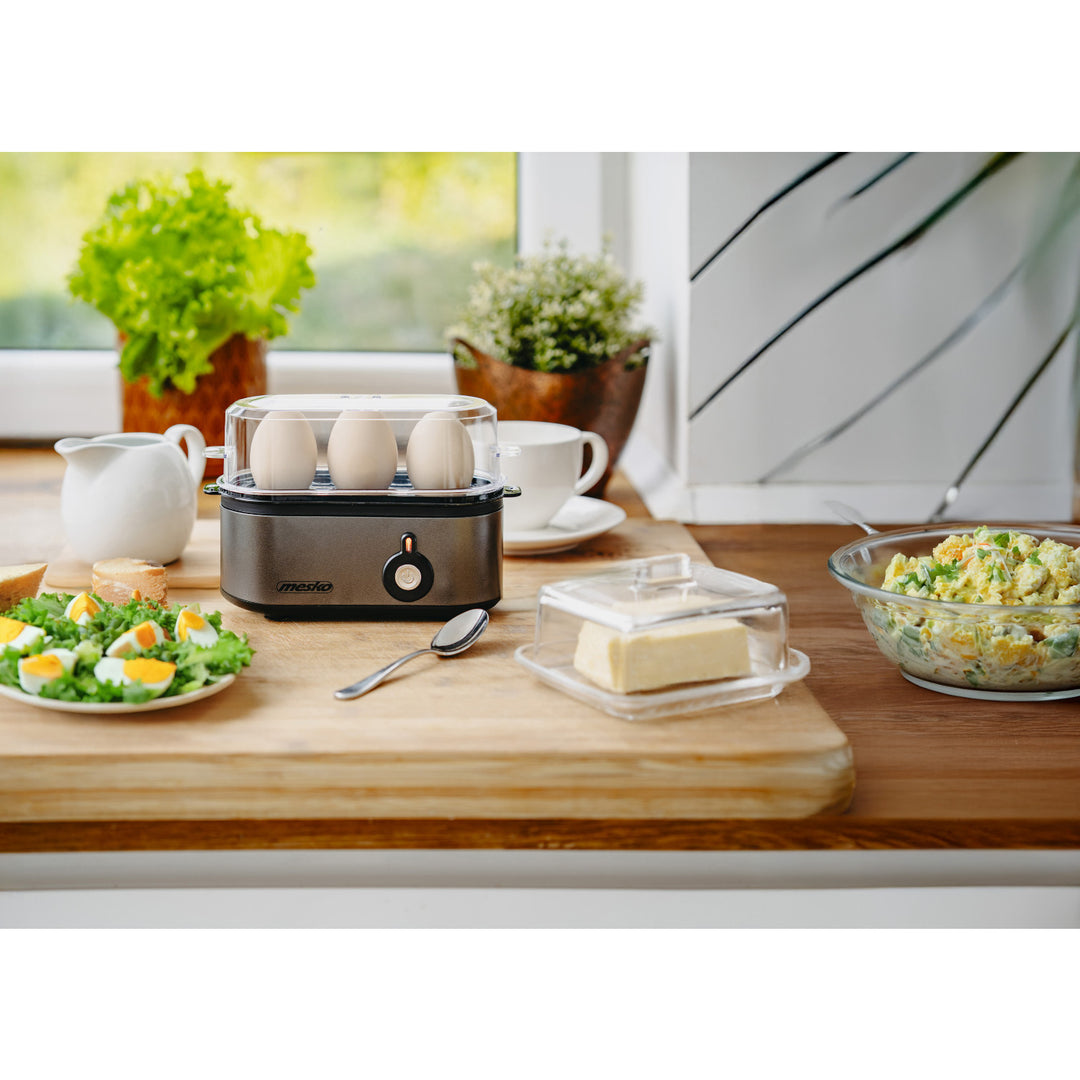 Mesko Eierkocher für 3 Eier, Leistung 210W, wählbare Kochstufe, Kontrollleuchte, MS 4485