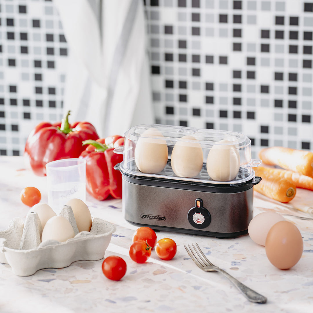 Mesko Eierkocher für 3 Eier, Leistung 210W, wählbare Kochstufe, Kontrollleuchte, MS 4485