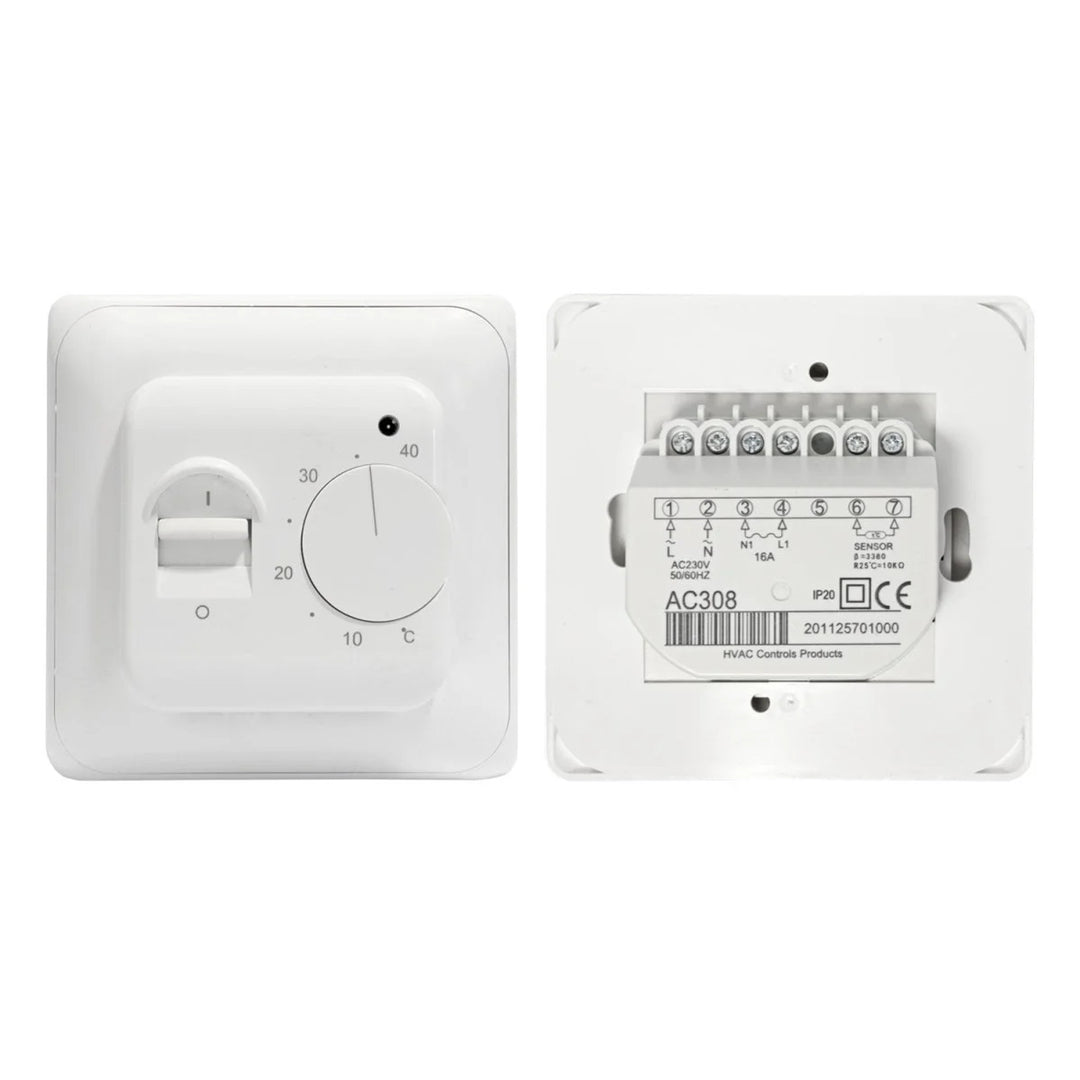 Thermostat für Folie, Heizmatte Cronos, Bereich 5°C - 40°C, Unterputzmontage, 3-Meter-NTC-Fühler, AC308/M5