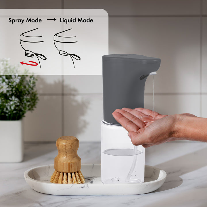 Promedix automatischer Spender, Spenderbehälter für Flüssigseifen, Desinfektionsflüssigkeiten, 300ml, grau, PR-540 GR + 4 Varta Industrial AA Batterien