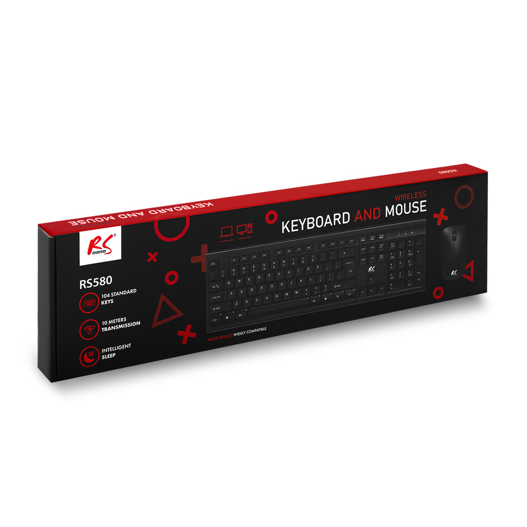 Kabellose Tastatur + Maus COMBO NanoRS, RS580 + 2x AAA Alkalibatterie Varta Industrial