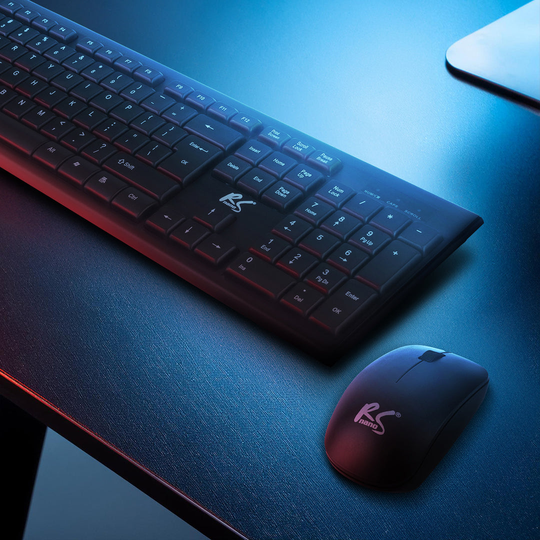 Kabellose Tastatur + Maus COMBO NanoRS, RS580 + 2x AAA Alkalibatterie Varta Industrial