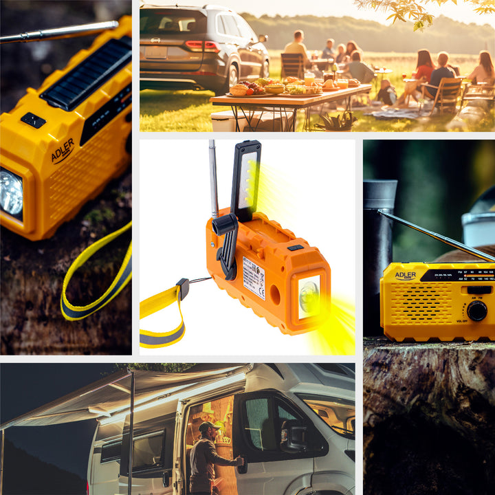 Adler Solarradio, 1200 mAh Akku, Taschenlampe, Handkurbel, AD 1197