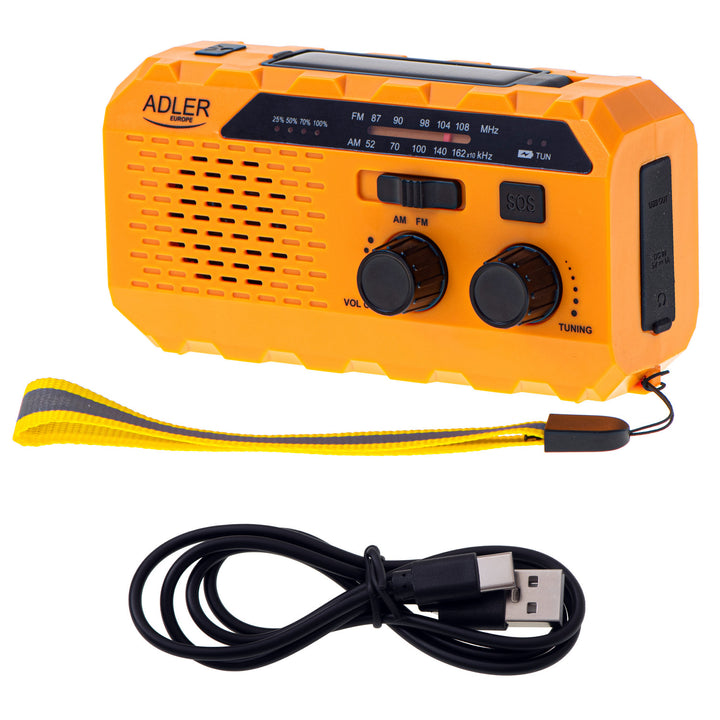 Adler Solarradio, 1200 mAh Akku, Taschenlampe, Handkurbel, AD 1197