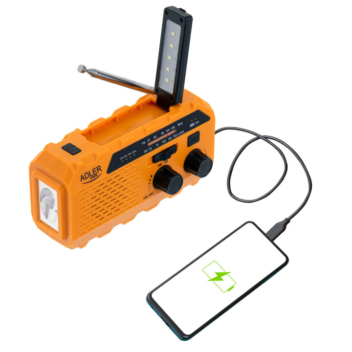 Adler Solarradio, 1200 mAh Akku, Taschenlampe, Handkurbel, AD 1197
