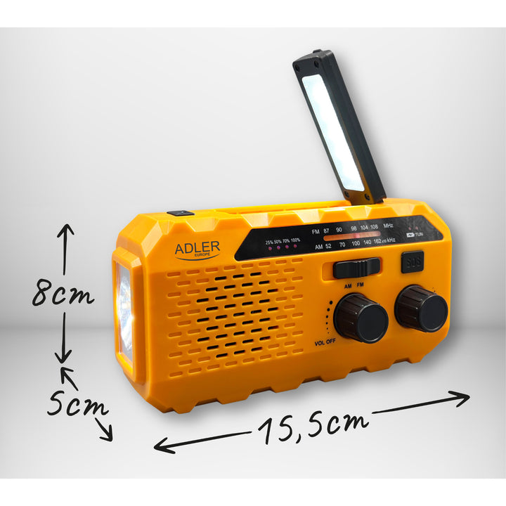Adler Solarradio, 1200 mAh Akku, Taschenlampe, Handkurbel, AD 1197