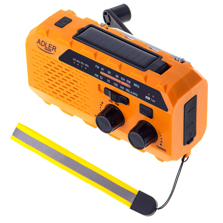 Adler Solarradio, 1200 mAh Akku, Taschenlampe, Handkurbel, AD 1197