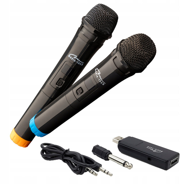 Zwei drahtlose Mikrofone mit USB-Empfänger für Lautsprecher mit Karaoke-Funktion, Mediatech MT395