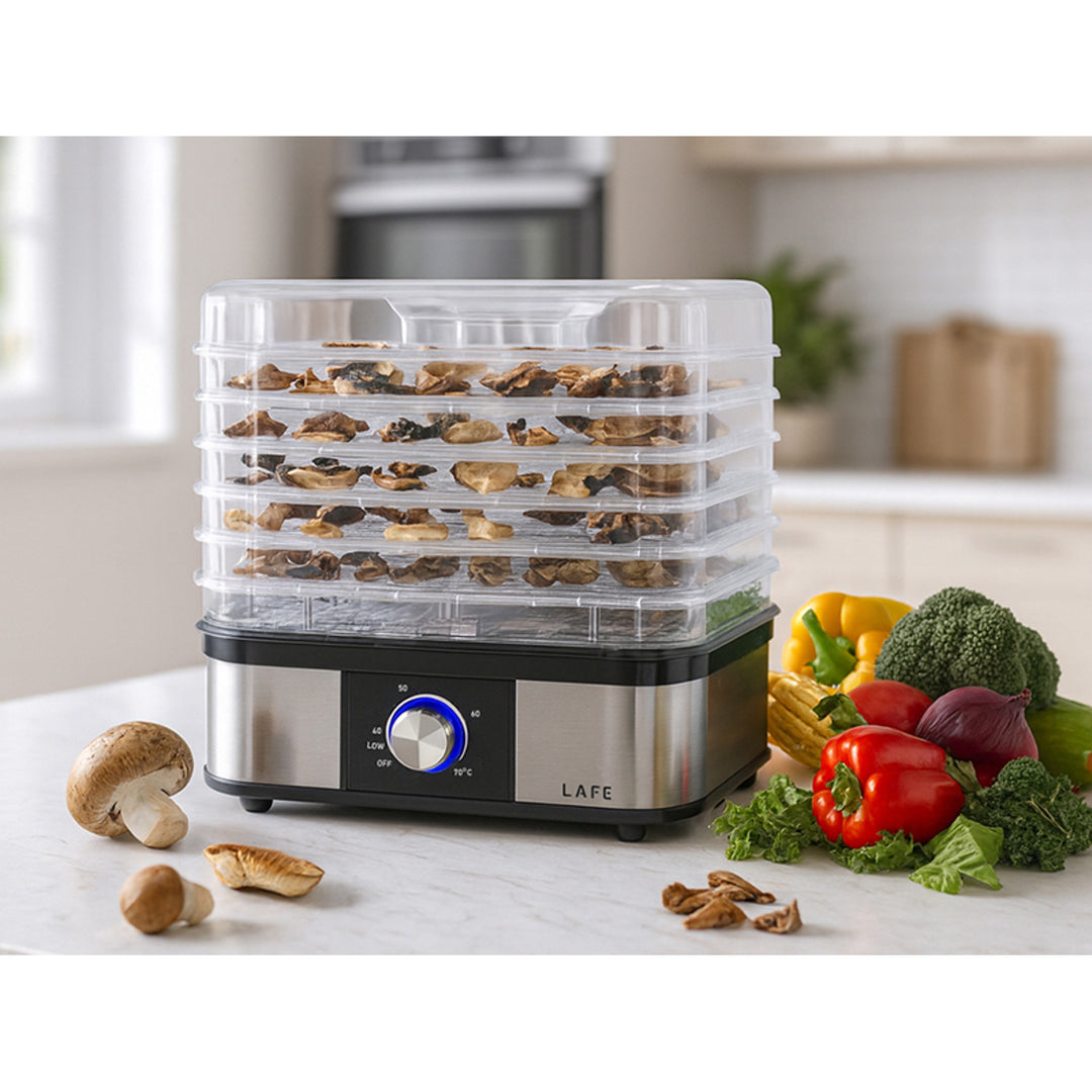 Laftrockner, für Pilze, Obst, Gemüse, 250W, 5 Siebe, Temperaturkontrolle, NutriDry