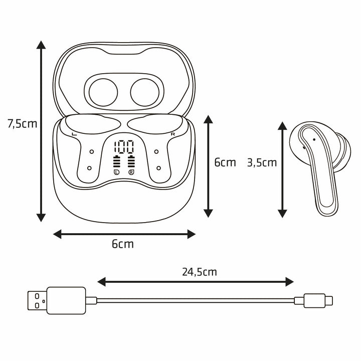 Audiocore AC591 PRO Wireless-Kopfhörer, Hybrid-ANC, ENC, 6 Mikrofone, Ladecase, Tuya