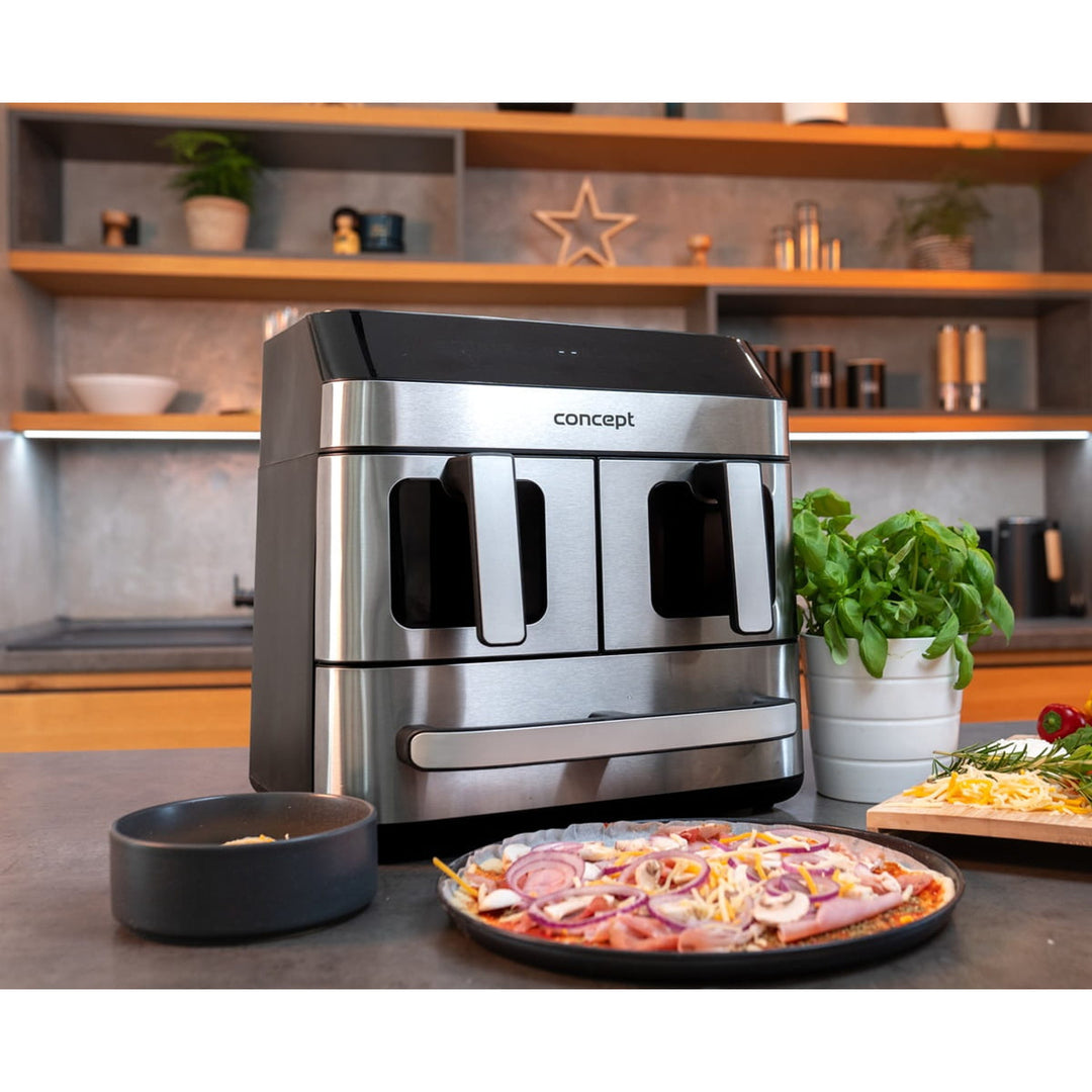 Concept fettfreie Fritteuse, 3 separate Schubladen, synchronisiertes Garen, 8 voreingestellte Programme, FR9000