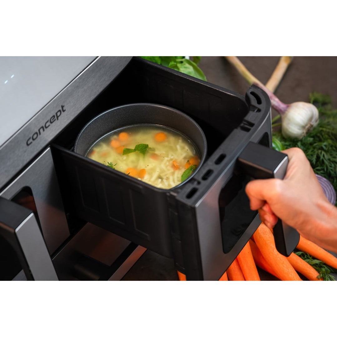 Concept fettfreie Fritteuse, 3 separate Schubladen, synchronisiertes Garen, 8 voreingestellte Programme, FR9000