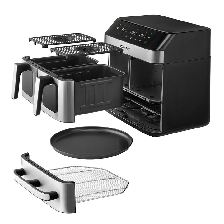 Concept fettfreie Fritteuse, 3 separate Schubladen, synchronisiertes Garen, 8 voreingestellte Programme, FR9000