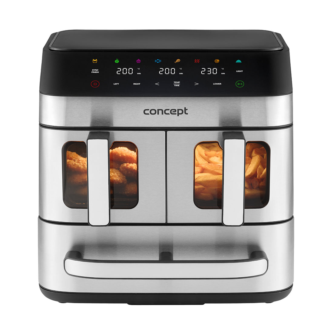 Concept fettfreie Fritteuse, 3 separate Schubladen, synchronisiertes Garen, 8 voreingestellte Programme, FR9000