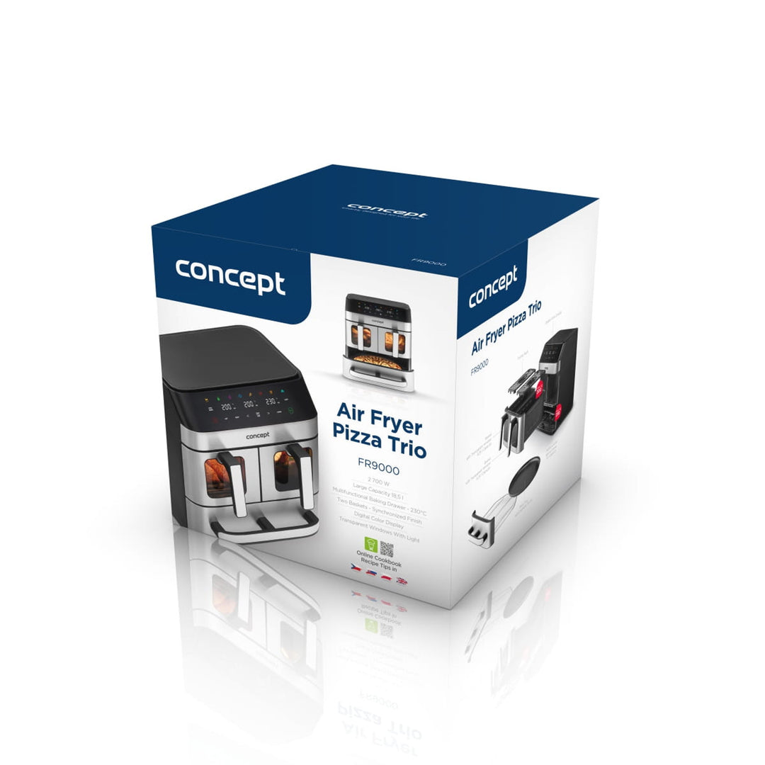 Concept fettfreie Fritteuse, 3 separate Schubladen, synchronisiertes Garen, 8 voreingestellte Programme, FR9000