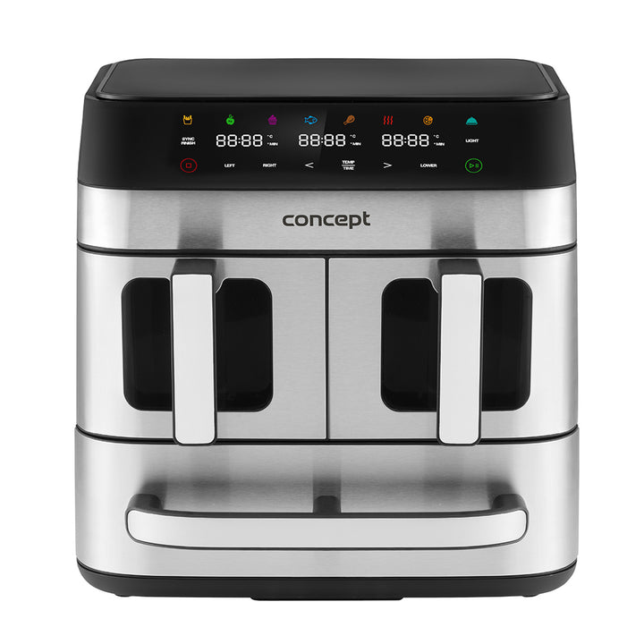 Concept fettfreie Fritteuse, 3 separate Schubladen, synchronisiertes Garen, 8 voreingestellte Programme, FR9000
