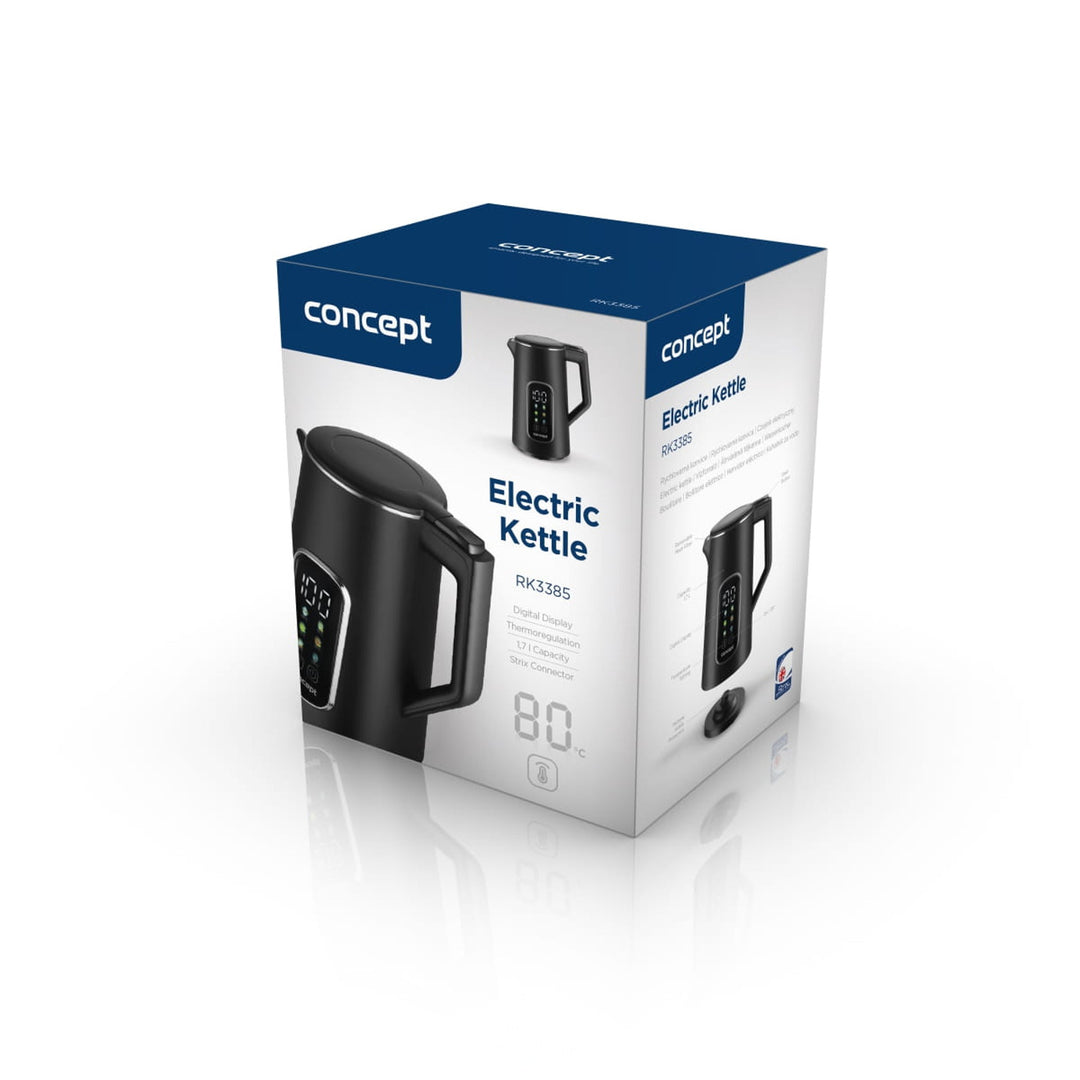 Concept Wasserkocher, 1,7 l, Temperaturregelung, LED-Display, Cool-Touch-Oberfläche, Wasserstandsanzeige, RK3385