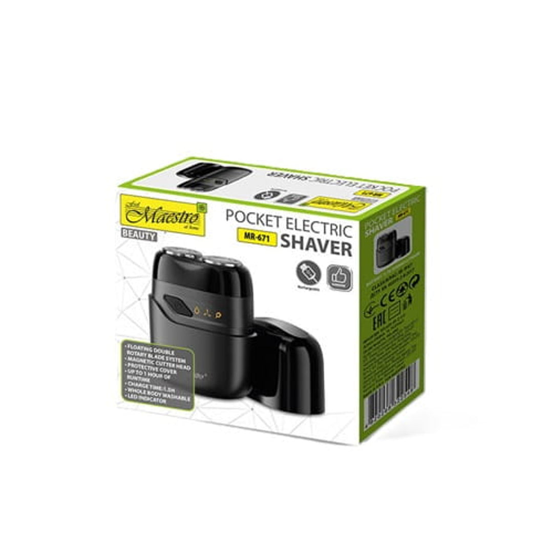 Elektrischer Rasierer Maestro, 2 Aufsätze, USB-C-Laden, Laufzeit bis zu 60 Minuten, einfache Reinigung, MR-671
