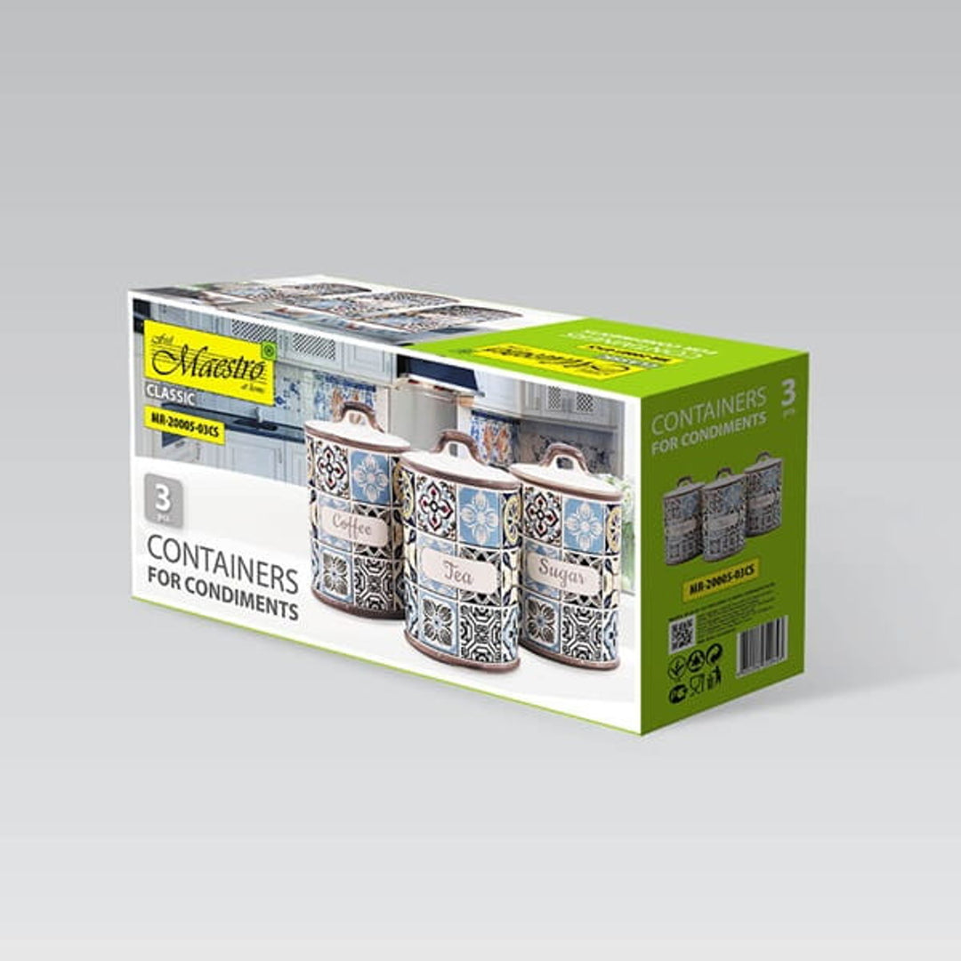 Urlaub in Porto Maestro Keramikbehälter-Set, 3 Elemente, Fassungsvermögen 800ml, Silikondichtung, MR-20005-03CS