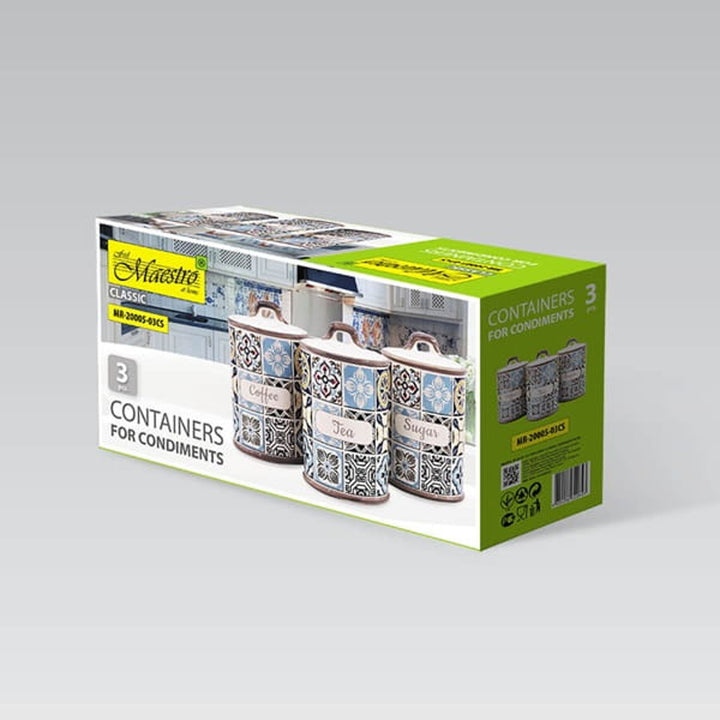 Urlaub in Porto Maestro Keramikbehälter-Set, 3 Elemente, Fassungsvermögen 800ml, Silikondichtung, MR-20005-03CS