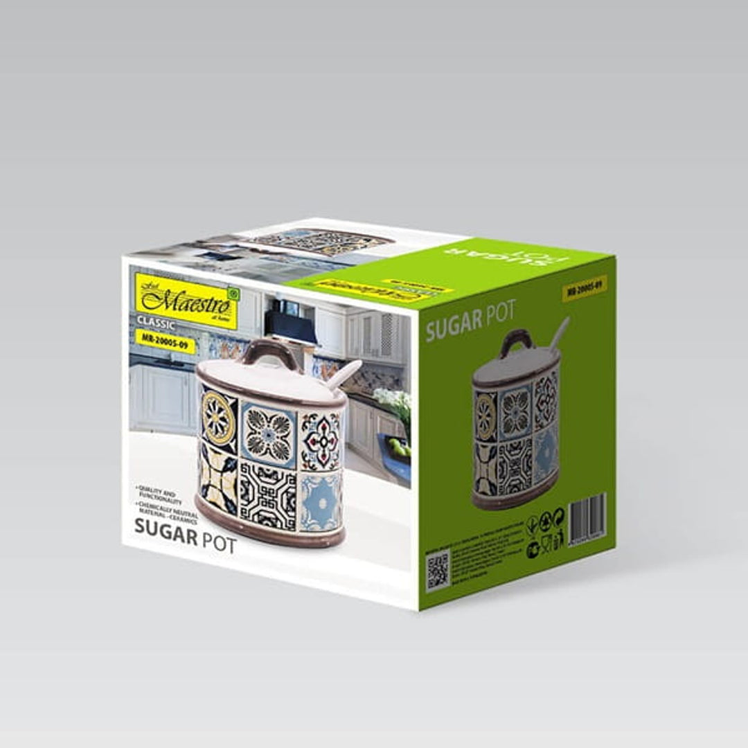 Holiday in Porto Keramik-Zuckerdose von Maestro, Fassungsvermögen 300ml, komplett mit Keramiklöffel, MR-20005-09