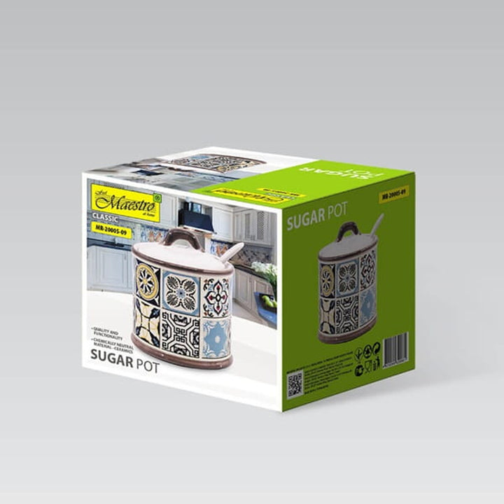 Holiday in Porto Keramik-Zuckerdose von Maestro, Fassungsvermögen 300ml, komplett mit Keramiklöffel, MR-20005-09